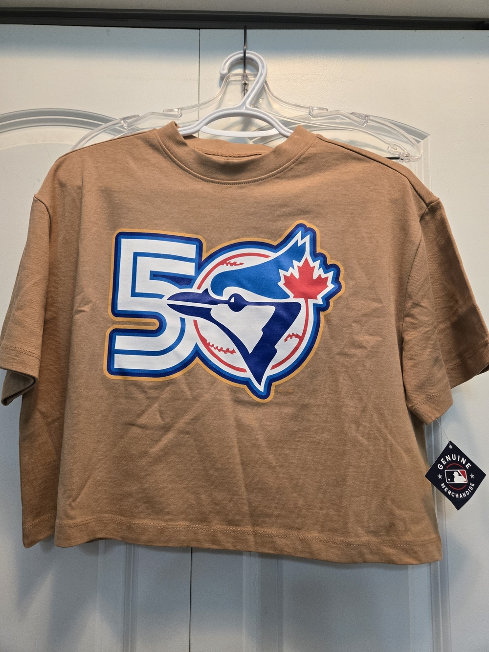 Genuine Merchandise Tan Toronto Blue Jays 50th Anniversary Cropped Women's Tee